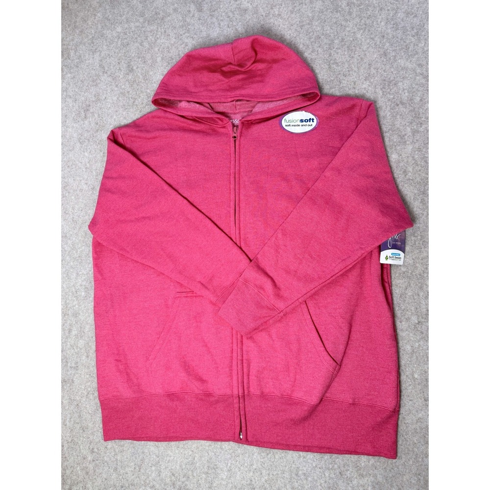 JMS Just My Size Pink FusionSoft Full Zip Hoodie Plus Size 1X EcoSmart Hoodie